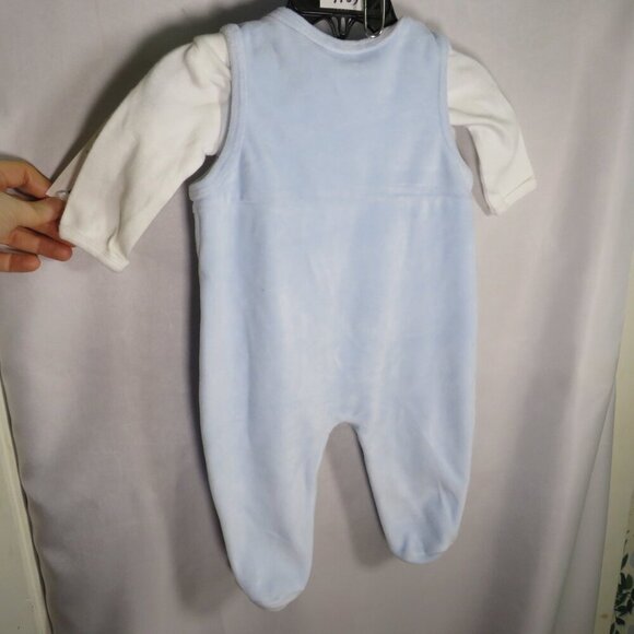 Baby Velour Footed Overalls & Embroidered Bunny (3pc) Set w hat cap - Picture 5 of 13